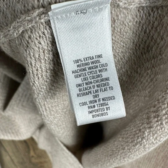 Bonobos Quarter Zip Herringbone Sweater Mens XL Slim Extra Fine Merino Wool Tan - Picture 5 of 7